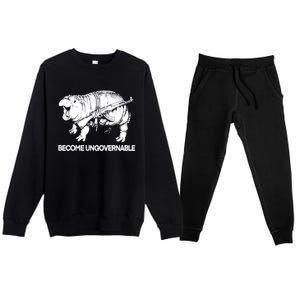 Become Ungovernable Funny Moodeng Premium Crewneck Sweatsuit Set