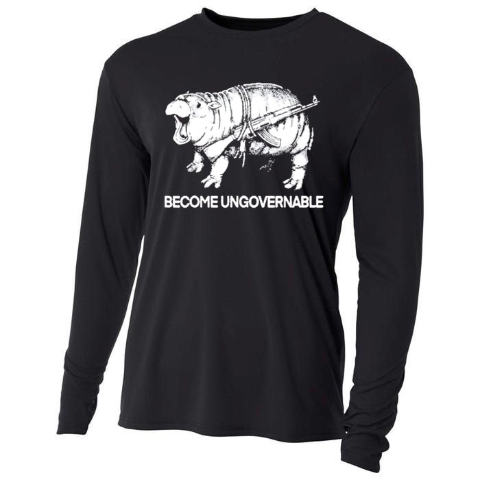 Become Ungovernable Funny Moodeng Cooling Performance Long Sleeve Crew