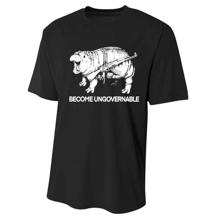 Become Ungovernable Funny Moodeng Performance Sprint T-Shirt