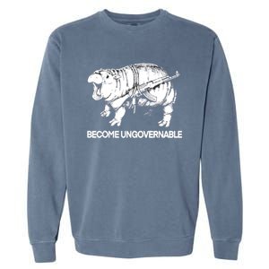 Become Ungovernable Funny Moodeng Garment-Dyed Sweatshirt