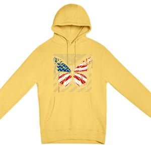 Butterfly Usa Flag Cute 4th Of July Funny American Flag Gift Premium Pullover Hoodie