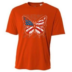 Butterfly Usa Flag Cute 4th Of July Funny American Flag Gift Cooling Performance Crew T-Shirt