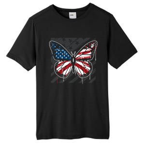 Butterfly Usa Flag Cute 4th Of July Funny American Flag Gift Tall Fusion ChromaSoft Performance T-Shirt