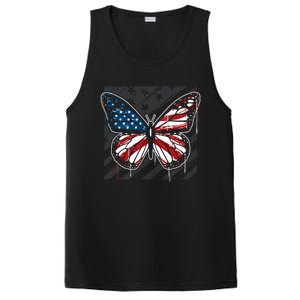 Butterfly Usa Flag Cute 4th Of July Funny American Flag Gift PosiCharge Competitor Tank