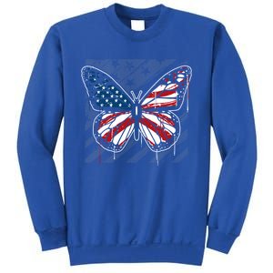 Butterfly Usa Flag Cute 4th Of July Funny American Flag Gift Sweatshirt