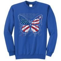 Butterfly Usa Flag Cute 4th Of July Funny American Flag Gift Sweatshirt