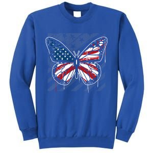 Butterfly Usa Flag Cute 4th Of July Funny American Flag Gift Tall Sweatshirt