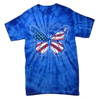 Butterfly Usa Flag Cute 4th Of July Funny American Flag Gift Tie-Dye T-Shirt