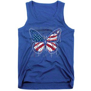 Butterfly Usa Flag Cute 4th Of July Funny American Flag Gift Tank Top