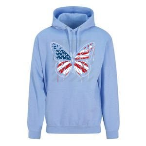 Butterfly Usa Flag Cute 4th Of July Funny American Flag Gift Unisex Surf Hoodie