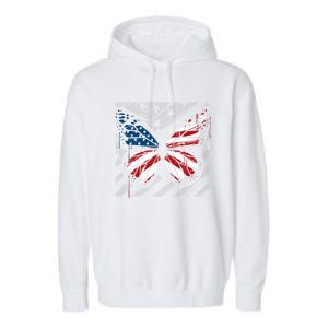 Butterfly Usa Flag Cute 4th Of July Funny American Flag Gift Garment-Dyed Fleece Hoodie