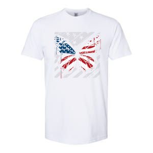 Butterfly Usa Flag Cute 4th Of July Funny American Flag Gift Softstyle CVC T-Shirt