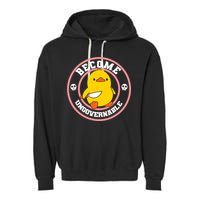 Become Ungovernable Funny Duck Knife Funny Duck Meme Quote  Garment-Dyed Fleece Hoodie
