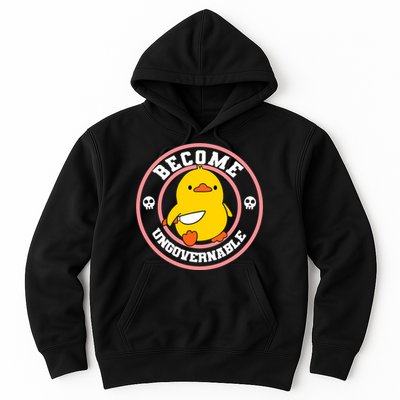 Become Ungovernable Funny Duck Knife Funny Duck Meme Quote  Hoodie
