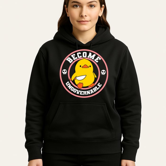 Become Ungovernable Funny Duck Knife Funny Duck Meme Quote  Hoodie