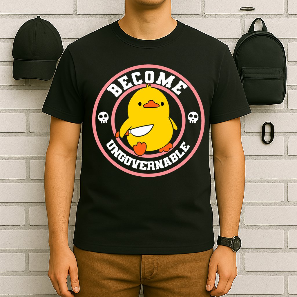 Become Ungovernable Funny Duck Knife Funny Duck Meme Quote  T-Shirt