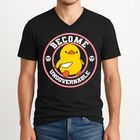 Become Ungovernable Funny Duck Knife Funny Duck Meme Quote  V-Neck T-Shirt