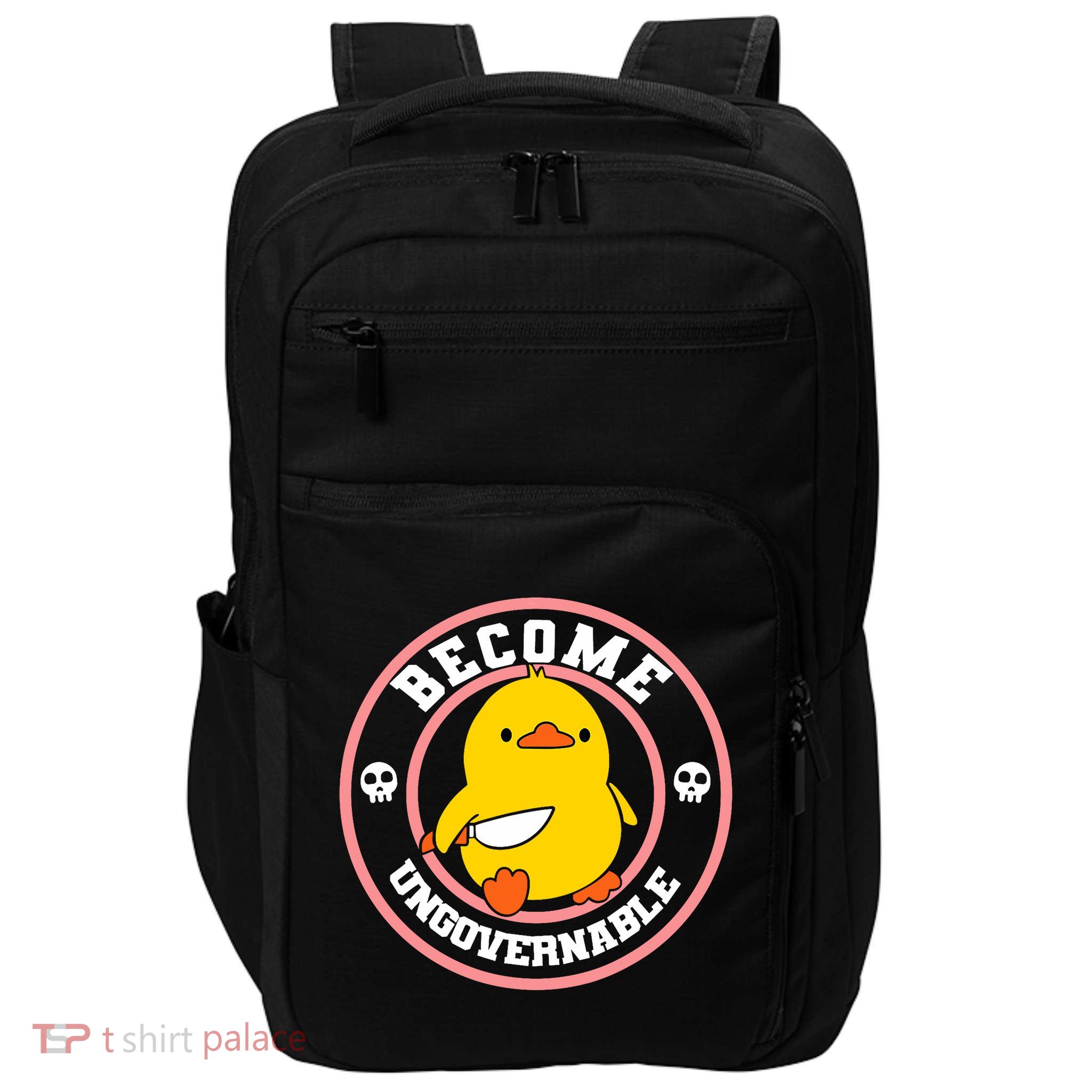 Become Ungovernable Funny Duck Knife Funny Duck Meme Quote  Impact Tech Backpack