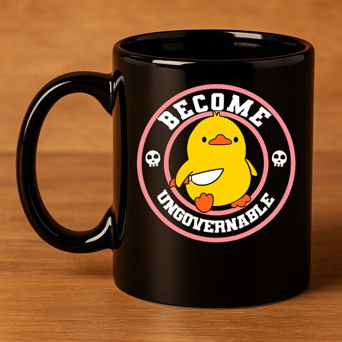 Become Ungovernable Funny Duck Knife Funny Duck Meme Quote  11oz C Handle Ceramic Mug