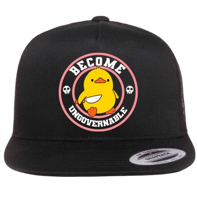 Become Ungovernable Funny Duck Knife Funny Duck Meme Quote  Flatbill Hat