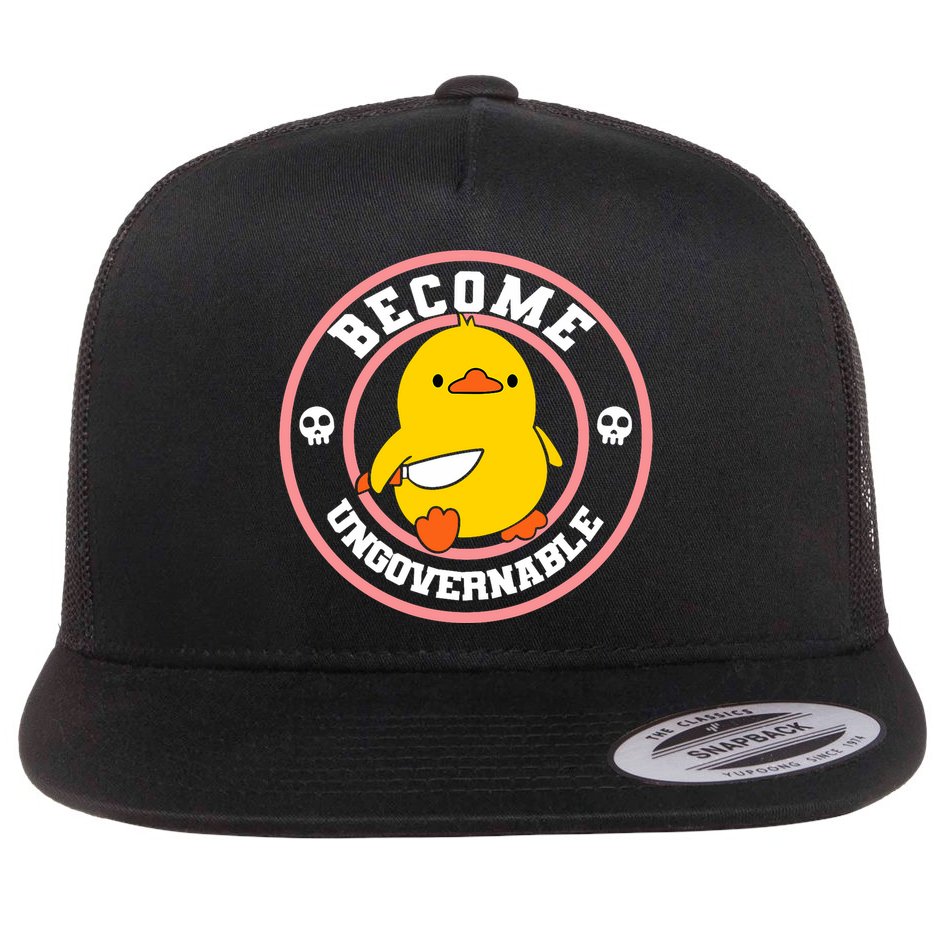 Become Ungovernable Funny Duck Knife Funny Duck Meme Quote  Flatbill Hat