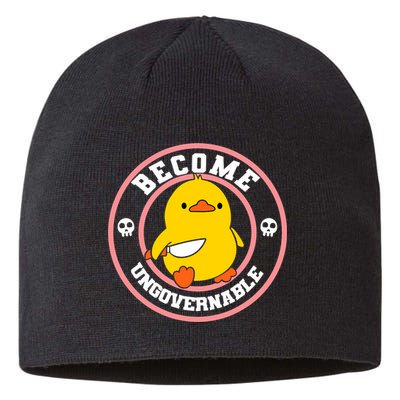 Become Ungovernable Funny Duck Knife Funny Duck Meme Quote  Sustainable Beanie