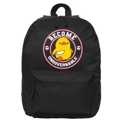 Become Ungovernable Funny Duck Knife Funny Duck Meme Quote  16 in Basic Backpack