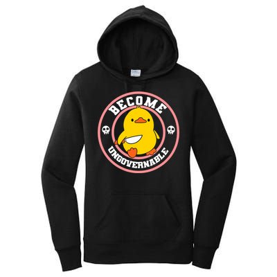 Become Ungovernable Funny Duck Knife Funny Duck Meme Quote  Women's Pullover Hoodie