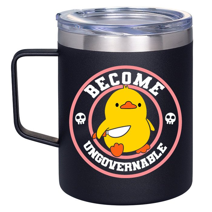 Become Ungovernable Funny Duck Knife Funny Duck Meme Quote  12oz Stainless Steel Coffee Mug