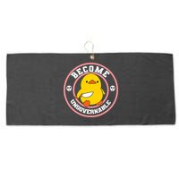 Become Ungovernable Funny Duck Knife Funny Duck Meme Quote  Large Microfiber Waffle Golf Towel