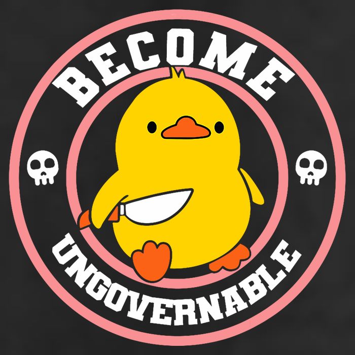 Become Ungovernable Funny Duck Knife Funny Duck Meme Quote  25L Jumbo Tote