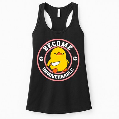 Become Ungovernable Funny Duck Knife Funny Duck Meme Quote  Womens Tank Top