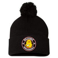 Become Ungovernable Funny Duck Knife Funny Duck Meme Quote  Pom Pom 12in Knit Beanie