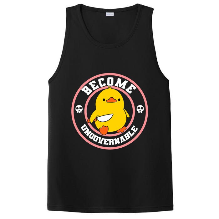 Become Ungovernable Funny Duck Knife Funny Duck Meme Quote  PosiCharge Competitor Tank