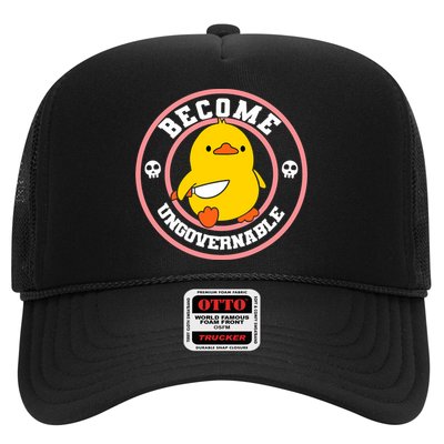 Become Ungovernable Funny Duck Knife Funny Duck Meme Quote  Trucker Hat