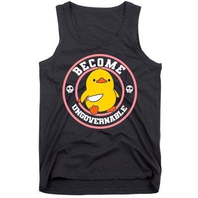 Become Ungovernable Funny Duck Knife Funny Duck Meme Quote  Tank Top