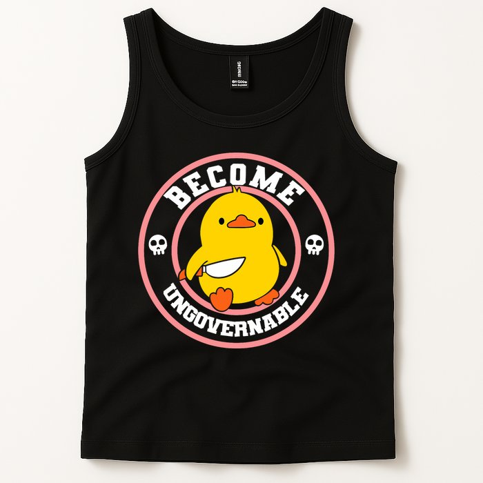 Become Ungovernable Funny Duck Knife Funny Duck Meme Quote  Tank Top