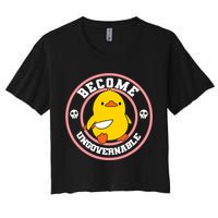 Become Ungovernable Funny Duck Knife Funny Duck Meme Quote  Crop Top