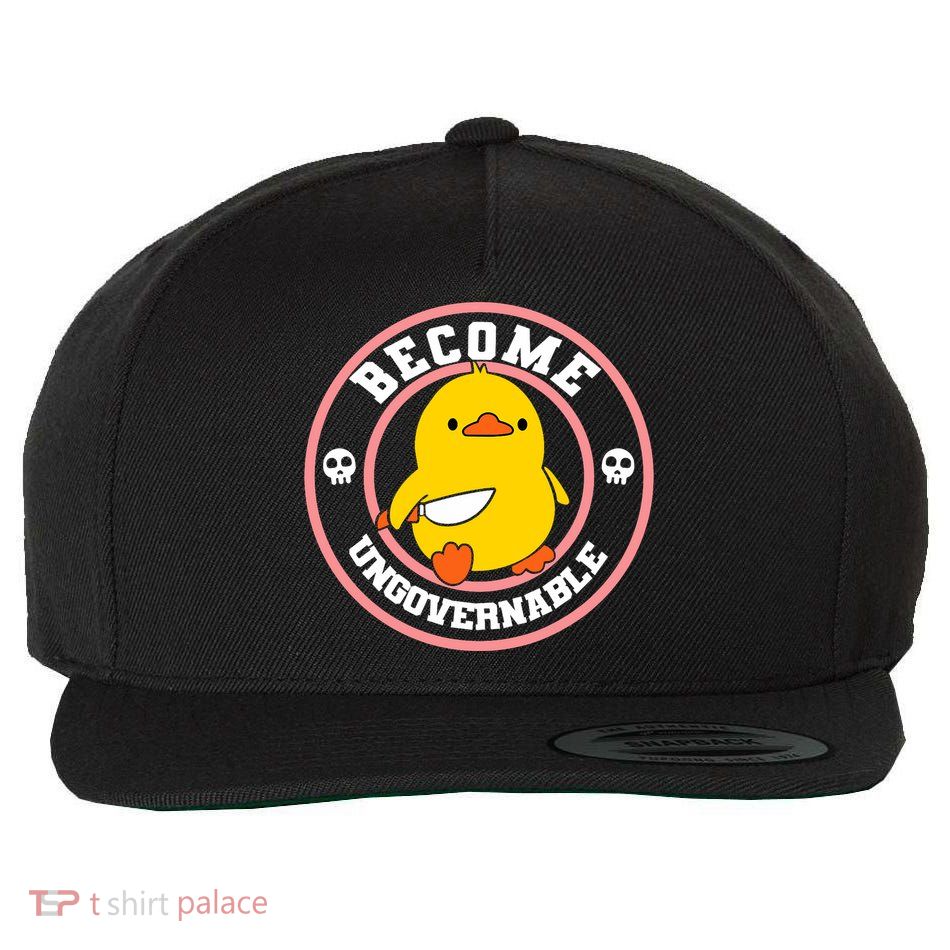 Become Ungovernable Funny Duck Knife Funny Duck Meme Quote  Wool Snapback Cap