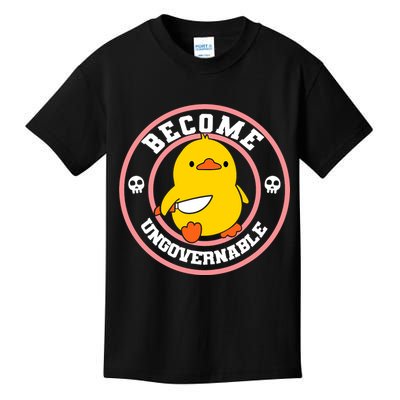 Become Ungovernable Funny Duck Knife Funny Duck Meme Quote  Kids T-Shirt
