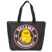 Become Ungovernable Funny Duck Knife Funny Duck Meme Quote  Zip Tote Bag