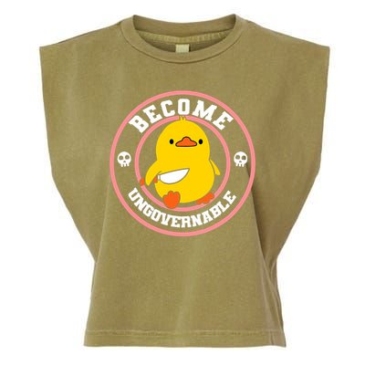 Become Ungovernable Funny Duck Knife Funny Duck Meme Quote  Garment-Dyed Women's Muscle Tee