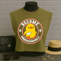 Become Ungovernable Funny Duck Knife Funny Duck Meme Quote  Garment-Dyed Women's Muscle Tee