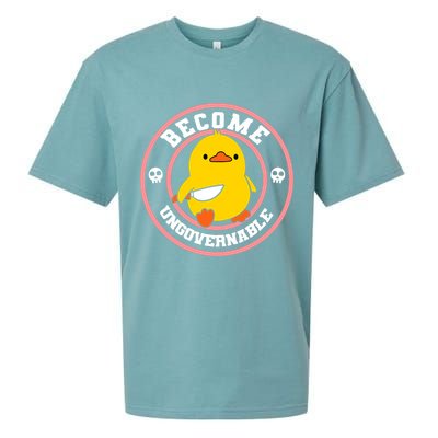 Become Ungovernable Funny Duck Knife Funny Duck Meme Quote  Sueded Cloud Jersey T-Shirt