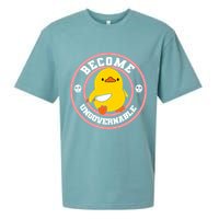Become Ungovernable Funny Duck Knife Funny Duck Meme Quote  Sueded Cloud Jersey T-Shirt