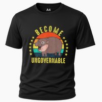 Become Ungovernable Funny Baby Hippo Moo Deng Funny Saying Cooling Performance Crew T-Shirt