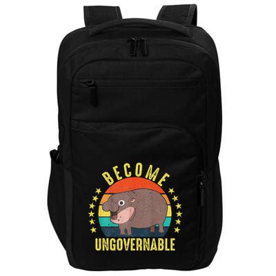 Become Ungovernable Funny Baby Hippo Moo Deng Funny Saying Impact Tech Backpack