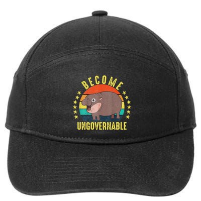Become Ungovernable Funny Baby Hippo Moo Deng Funny Saying 7-Panel Snapback Hat