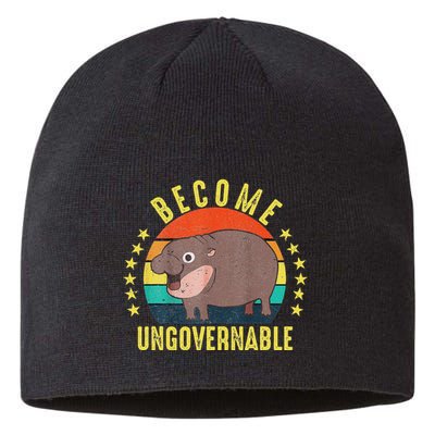 Become Ungovernable Funny Baby Hippo Moo Deng Funny Saying Sustainable Beanie