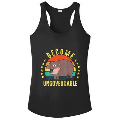 Become Ungovernable Funny Baby Hippo Moo Deng Funny Saying Ladies PosiCharge Competitor Racerback Tank